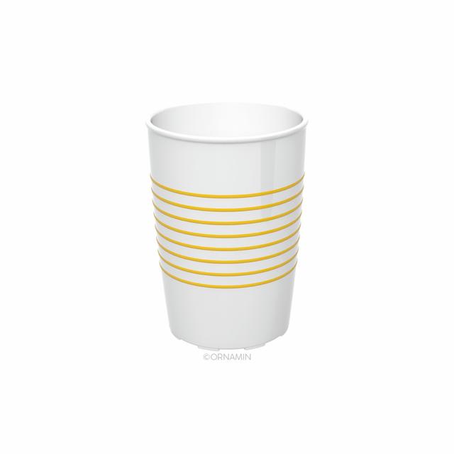 Beker anti slip SAN - 250cc - Wit met gele ringen