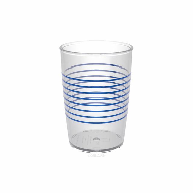 Beker anti slip SAN - 250cc - Transparant met blauwe ringen