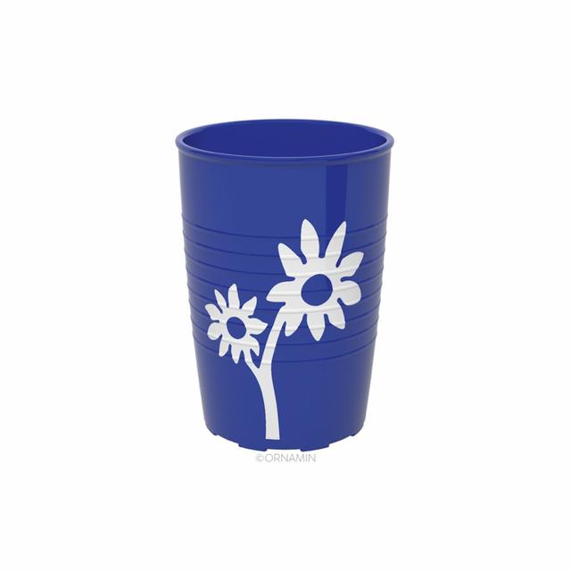 Beker anti slip SAN - 250cc - Blauw met witte bloem