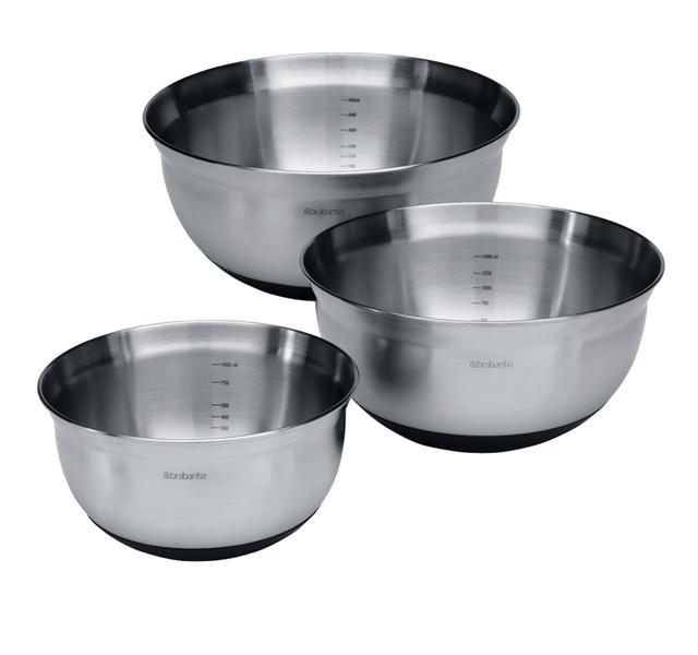 Brabantia Profile Mengschaal/Beslagkom 3 delig - Matt Steel / Zwart