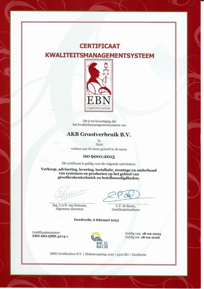 Certificaat ISO 9001 2015